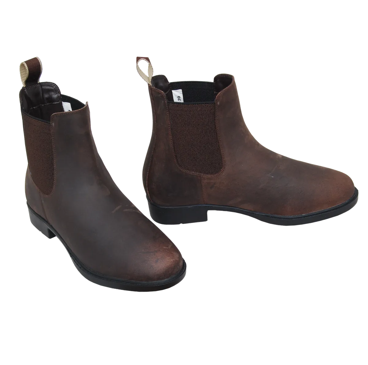 Nubuck leather pull-on ankle rider boots — 563-JD-C