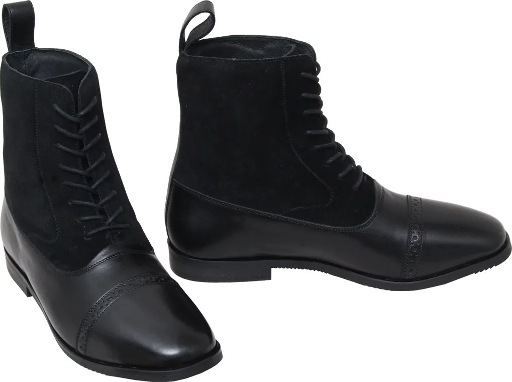 Paddock ankle boot for riders in contrast leather with front lace up — 569-PB-C
