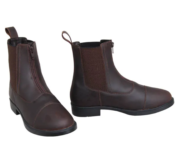 Front zipper crazy horse jodhpur boot for riders — 607-FZ-C